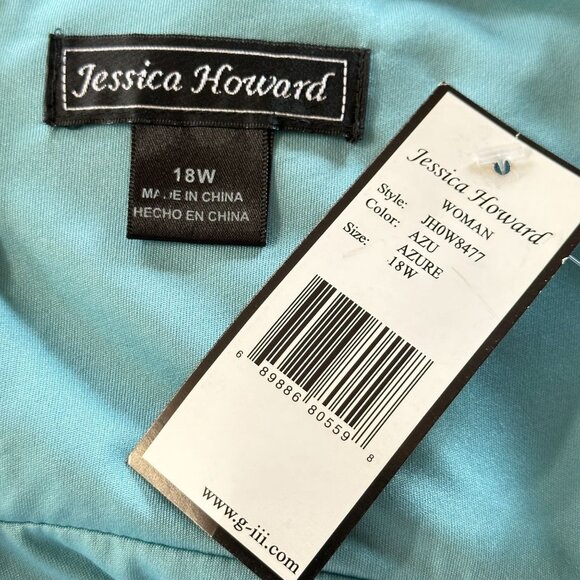 Jessica Howard Turquoise Tiered Layered Sleeveless V-Neck Midi Dress 18W - Picture 8 of 11